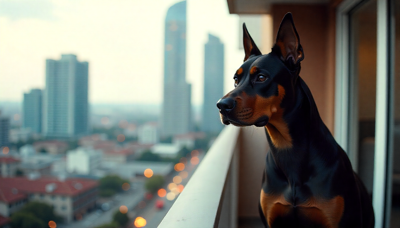 Top 10 Guard Dogs for Indian Apartments - Doberman, Boxer and Indie Dog standing in a balcony.