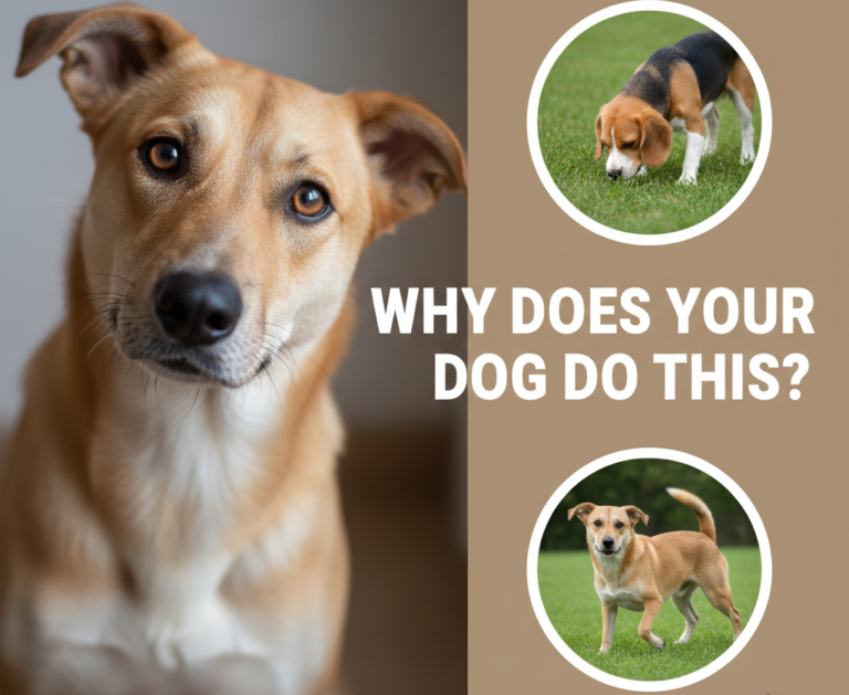 small images showing a dog sniffing grass and a dog